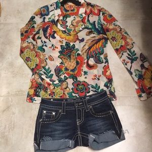 SOLD! Tory Burch Floral Cotton top shirt 0